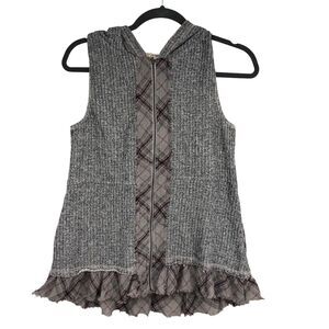 NWT ODDY Sleeveless, Hooded, Full Zip Boho Vest Jacket, Fringed Edges SZ M
